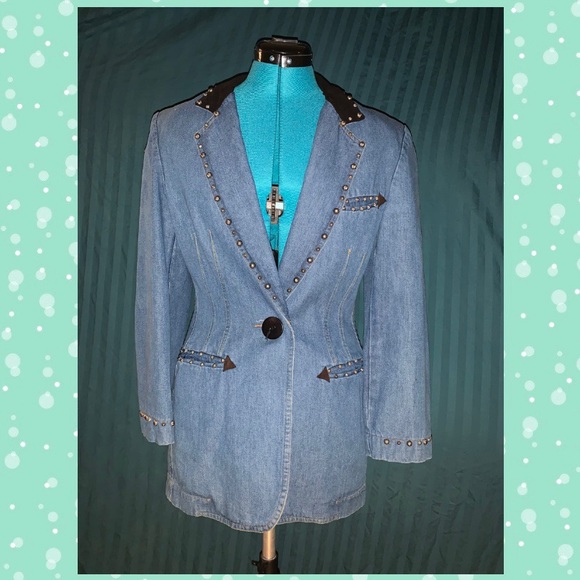 Hairston Roberson Jackets & Blazers - Vintage Denim Jacket with Silver Studs